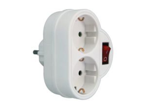Adaptador clavija de 2 tomas, con interruptor. 36.088 (Electro DH)