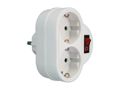 Adaptador clavija de 2 tomas, con interruptor. 36.088 (Electro DH)